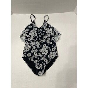 Raisins Girls Emmy Las Flores One Piece Swimsuit Black/White Size 10